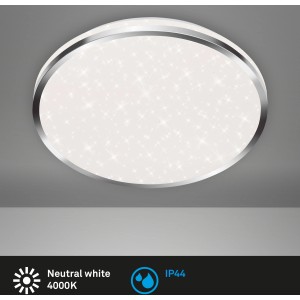 Briloner LED-Deckenleuchte Acorus, Ø 33cm, Chrom, mit Sternenhimmel-Effekt für Bad.