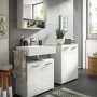 Waschbeckenunterschrank, 60x56x32 cm, grau-weiß, modernes Design für Bad & WC.
