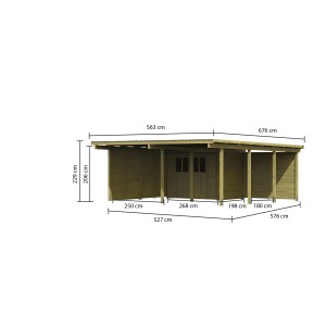 Karibu Doppelcarport Eco aus Holz mit Maßen. Ideal als Unterstand für zwei PKW.
