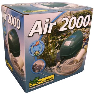 Verpackung der Ubbink Belüftungspumpe Air 2.000 indoor, Teichbelüftung für Gartenteiche.