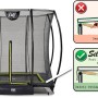 Schwarzes EXIT Silhouette Bodentrampolin 153x214 cm mit Sicherheitsnetz und Fußschutzsystem.