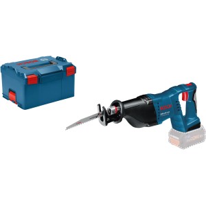 Bosch Professional Akku-Säbelsäge GSA 18 V-Li Solo mit L-Boxx und Sägeblatt.