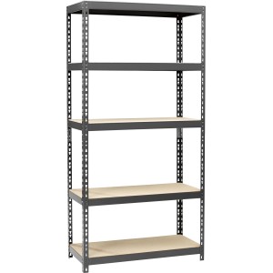 Metall-Schwerlastregal mit 5 Holzböden, lackiert, 180x90x40 cm. Ideal für Werkstatt, Keller oder Garage.