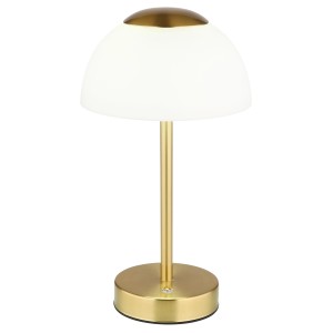 Globo Tischleuchte Sarima, Messing matt, 31 cm. LED-Tischlampe mit Touchdimmer und Akku.