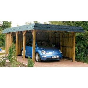 Skan Holz Walmdach-Einzelcarport Spreewald 345 cm x 741 cm Blende in Schwarz