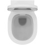 Weißes Ideal Standard WC-Komplettset Connect mit offenem WC-Sitz von oben.