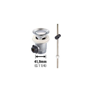 Verchromte Excentergarnitur, Ø 61mm, für Waschtisch-Ablauf. Inklusive Unterbau und Hebelmechanik.