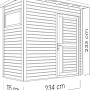 Bertilo Gartenhaus Pentus 1 Natur, 115x234 cm, aus unbehandeltem Holz, mit Tür und Fenster. Ideal als Gerätehaus.