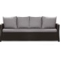 Graues 3-Sitzer Gartensofa mit Kissen, Polyrattan-Möbel für Terrasse & Garten.