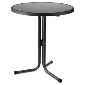Grauer Beautissu Stehtisch Emma, Ø60cm, Höhe 71cm, Stahlgestell. Ideal für Indoor und Outdoor.