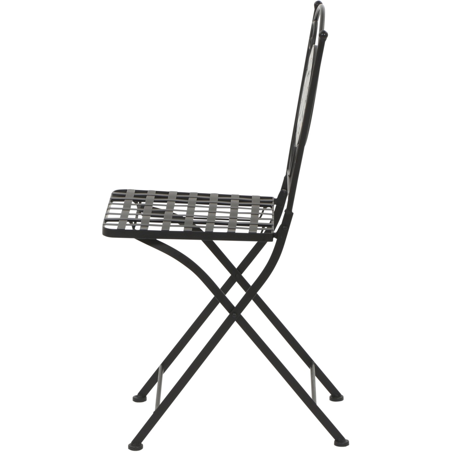 Schwarzer Siena Garden Klappsessel Prato aus Eisen mit Mosaik-Optik, Seitenansicht.