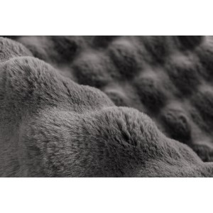 Detailaufnahme: Grauer Lalee Teppich Harmony mit 3D-Effekt, 80x150 cm. Flauschiger Teppichläufer für Wohnzimmer.