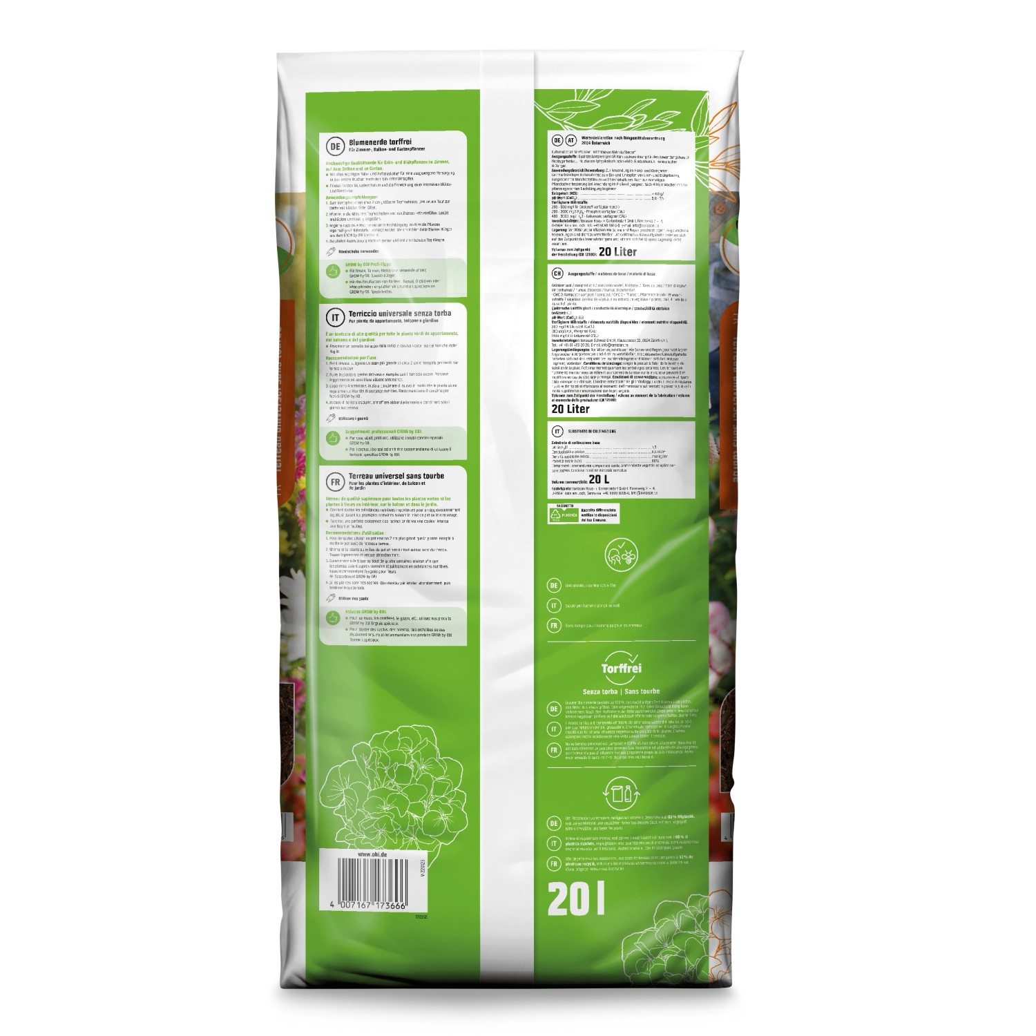 GROW by OBI Blumenerde Torffrei 20 l kaufen bei OBI