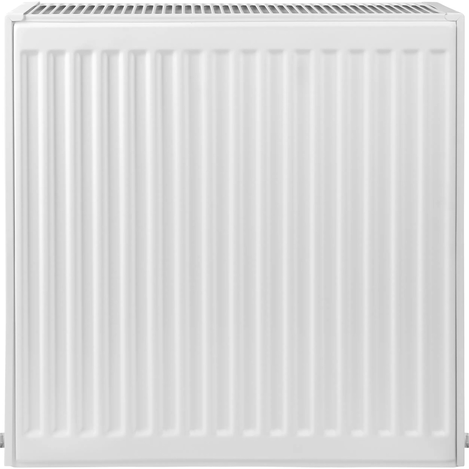 Weißer Heizkörper, 60x60 cm, Type 22. Kompakte Bauweise für effiziente Wärme.