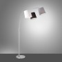 Just Light Melvin LED-Stehleuchte, 3-flammig mit Stoffschirmen in Grau, Schwarz und Weiß.