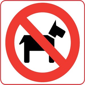 Conacord Aufkleber "Kein Zutritt für Hunde", roter Kreis mit Hund Symbol.