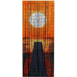 Wenko Bambusvorhang mit Sonnenuntergang-Motiv, 90x200 cm, ideal als Türvorhang.