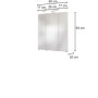 Weißer Held Möbel 3D-Spiegelschrank Monza, 60 cm breit, mit drei Spiegeltüren und Aufsatzleuchte.