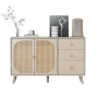 okwish Sideboard mit Türen Schubladen Wohnzimmer 120x40x80cm Beige_9