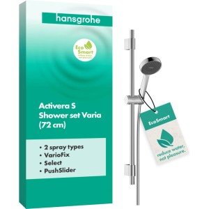 Hansgrohe Activera S Brauseset mit Duschstange (72cm) in Chrom. Zwei Strahlarten.
