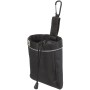 Schwarze Jollypaw Snack-Tasche aus Polyester mit Zugband, Clip und reflektierenden Elementen.