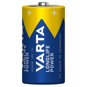Blaue und gelbe Varta Baby C LR14 Alkalibatterie mit 1.5V Longlife Power für langanhaltende Energie.