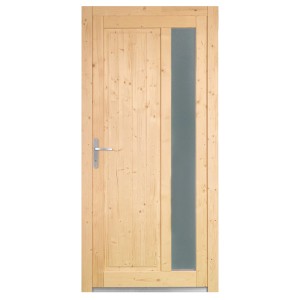 Nebeneingangstür Panto NET 511 Natur, Holz mit Glaseinsatz, DIN L, 98x198 cm.