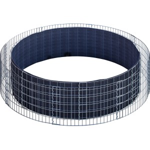 Rundes Gabiona Gabionen-Hochbeet, Drahtkorb mit Vlies, Maschenweite 5x10 cm, Durchmesser 232 cm.