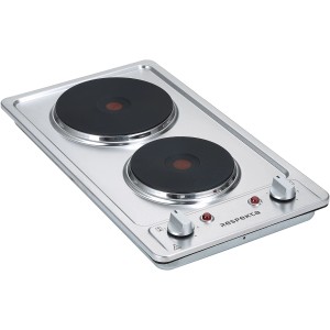 Respekta Domino-Kochfeld KM9111EN aus Edelstahl mit zwei Kochmulden.