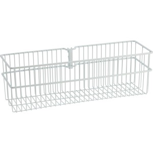 Weißer Metall-Drahtkorb, 2-reihig, 13,5x43,5 cm, für Regalsysteme zur Aufbewahrung.