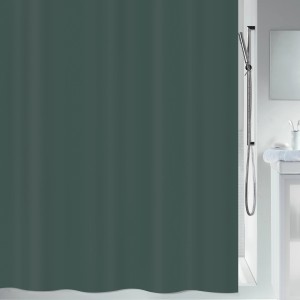 Spirella Duschvorhang Primo, 180x180 cm, Dunkelgrün, Polyester, wasserabweisend.
