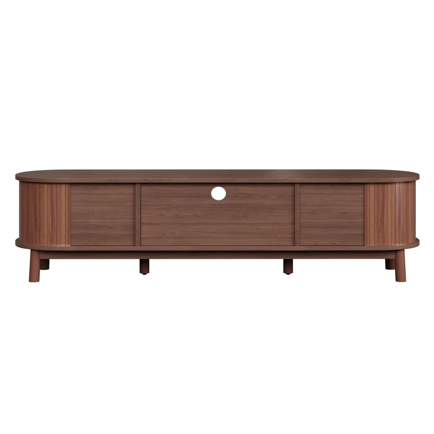 okwish TV Schrank mit Türen Schubladen Rattan Massivholz Stauraum 165x37x46cm Braun_10