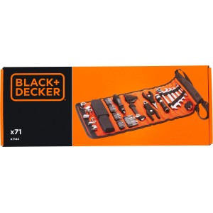 Black+Decker Rolltasche mit 71-teiligem Autowerkzeugzubehör, ideal für unterwegs.