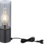 Schwarze Globo Design-Tischlampe Annika mit Rauchglas-Schirm, 30cm hoch.