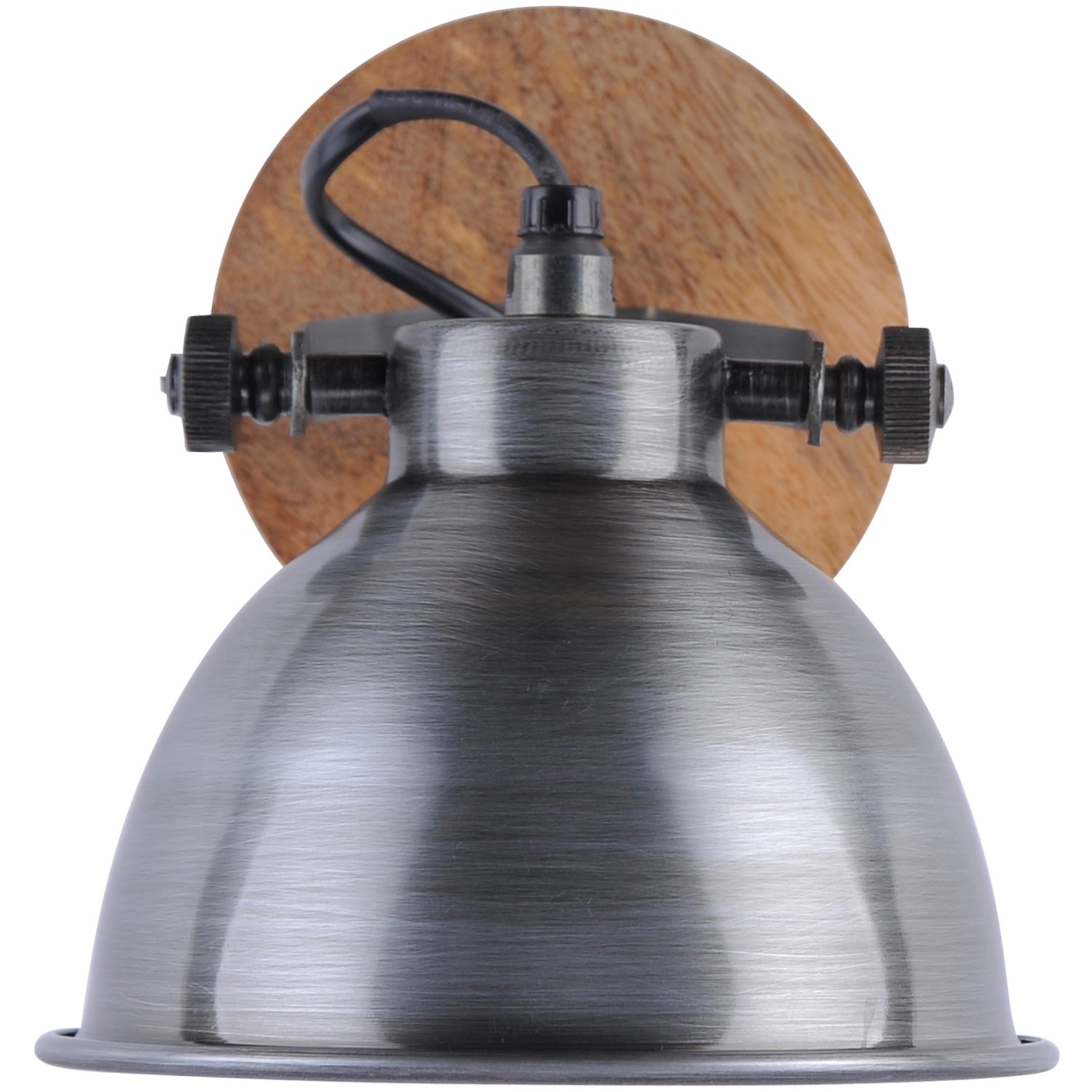 Wand- und Deckenleuchte Samia, 1-flammig, Eisen und Holz im Vintage-Look.