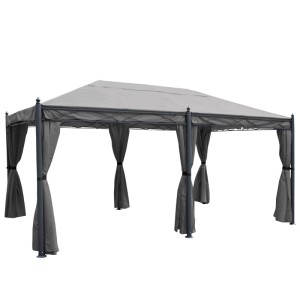 Graue Pergola Calpe 5x3m mit Seitenwand und Moskitonetz