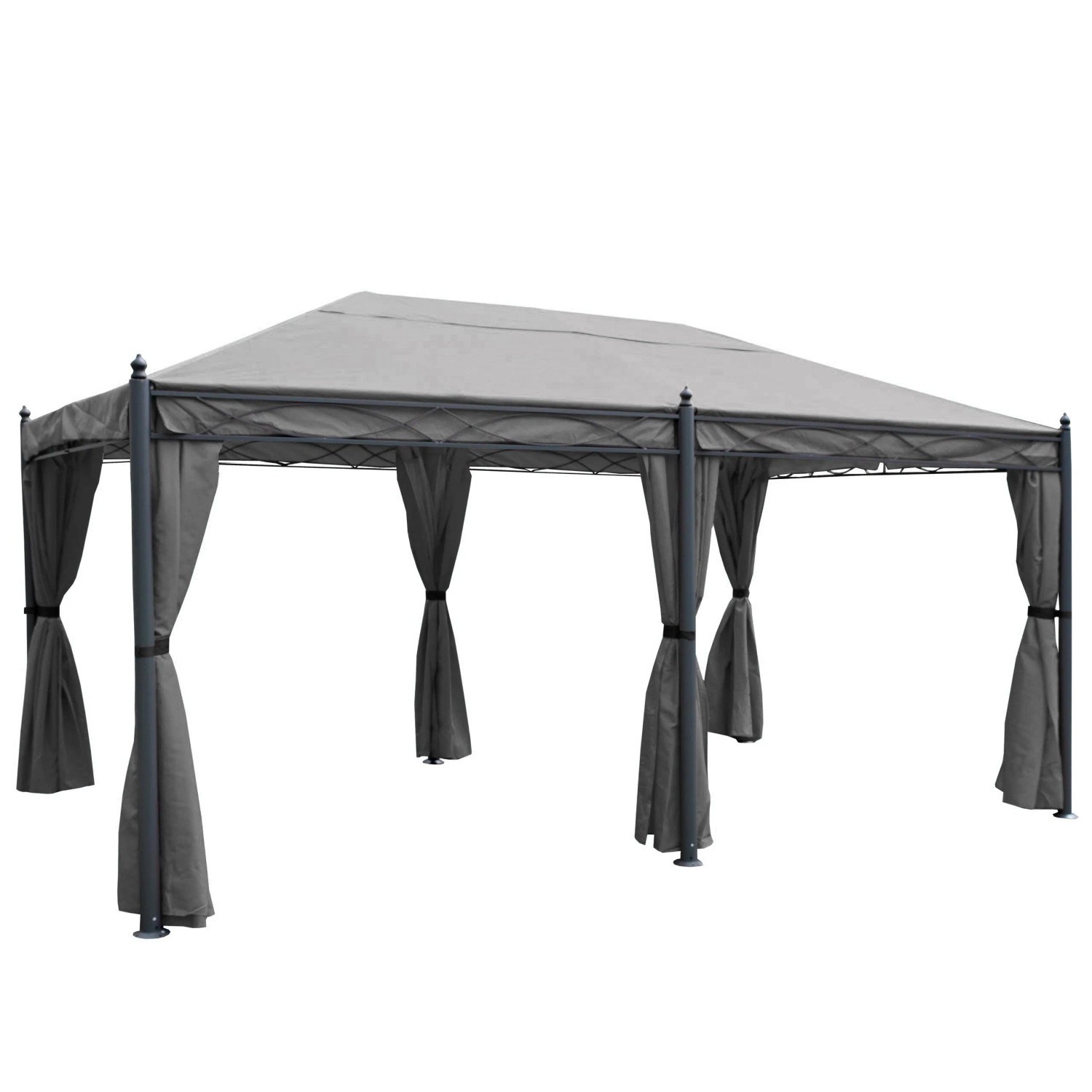 Graue Pergola Calpe 5x3m mit Seitenwand und Moskitonetz