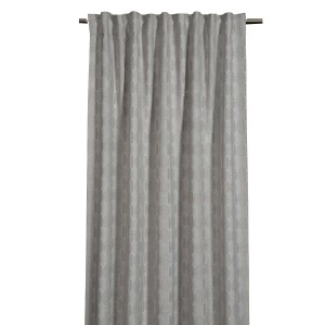 Beiger, blickdichter Sehlbach Fertigschal mit Kreismuster, 135x245 cm. Scheibengardine für Wohnraum.