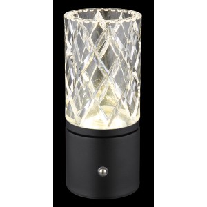 Globo Lunki LED-Tischleuchte, 19 cm, schwarz matt, mit klarem Acryl-Schirm.