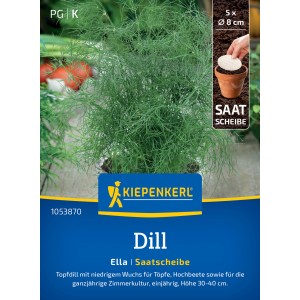 Kiepenkerl Topf-Dill Ella Saatscheibe: Buschartiger Dill im Topf, ideal für Küche und Balkon.