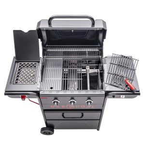 Char-Broil Gas2Coal Special Edition 3 Hybridgrill mit 3 Brennern, Grillplatte und Sear-Brenner.