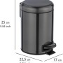Wenko Kosmetik-Treteimer Leman, 3L, Metallic-Schwarz, Edelstahl, für Bad und WC.