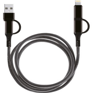 USB 4-in-1 Lade- und Datenkabel USB A USB C Lightning Schwarz