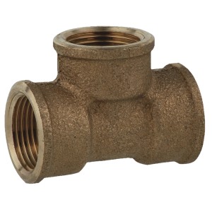 T-Stück aus Rotguss, 18,7 mm (1/2 IG) für Gewindefittings.