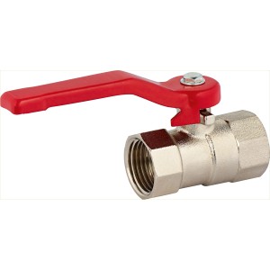 Kugelhahn Ø 18,6 mm mit rotem Hebel für Heizungsinstallationen.