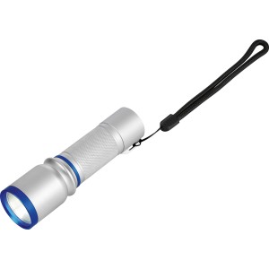 Alu Line Taschenlampe, 280 Lumen, silberfarben mit Handschlaufe.