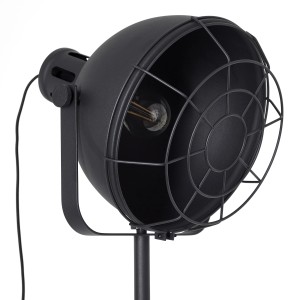 Schwarze Brilliant Stehleuchte Jesper im Industrial Design mit Lampenschirm-Gitter.