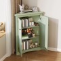okwish Eckschrank mit 2 Türen 3 Ebenen Lackoberfläche Dreiecksschrank 61.5x80cm Grün_6