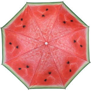 Strandsonnenschirm im Melonen Design, Durchmesser 180 cm. Balkonschirm mit Fruchtmuster.