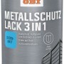Dose OBI Metallschutzlack 3in1, silbergrau, seidenmatt, 750ml. Rostschutz, Grundierung und Decklack in Einem.